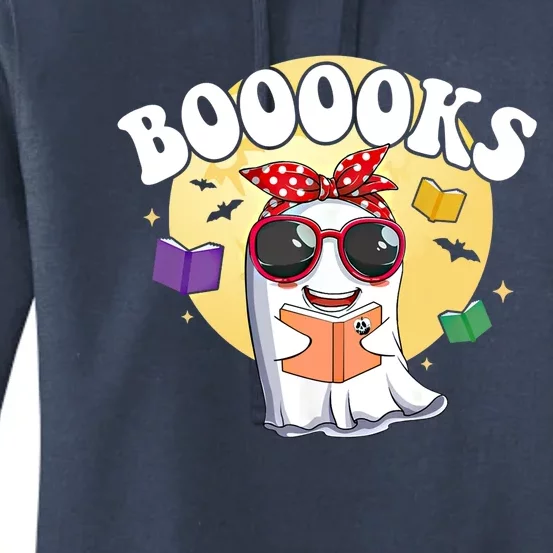 Booooks Ghost Boo Read Books Library Funny Halloween Gift Women's Pullover Hoodie