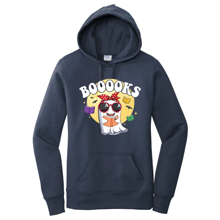 Booooks Ghost Boo Read Books Library Funny Halloween Gift Women's Pullover Hoodie