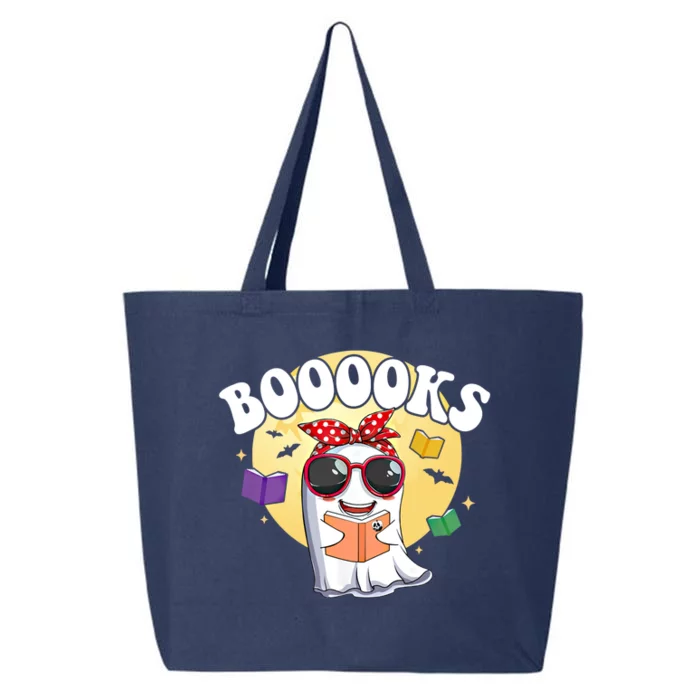 Booooks Ghost Boo Read Books Library Funny Halloween Gift 25L Jumbo Tote