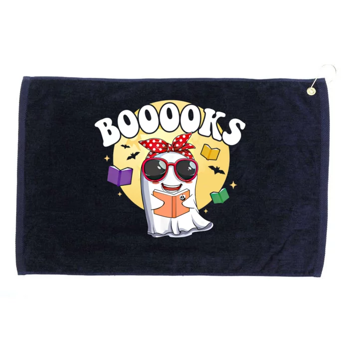 Booooks Ghost Boo Read Books Library Funny Halloween Gift Grommeted Golf Towel