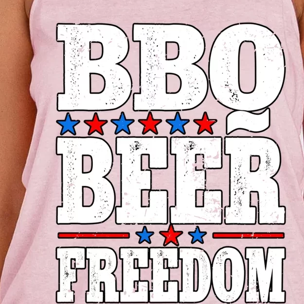 Barbecue Grill Bbq Beer Freedom Gift Women's Knotted Racerback Tank