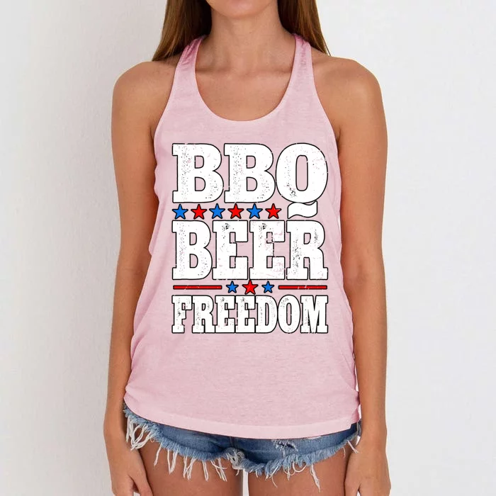 Barbecue Grill Bbq Beer Freedom Gift Women's Knotted Racerback Tank