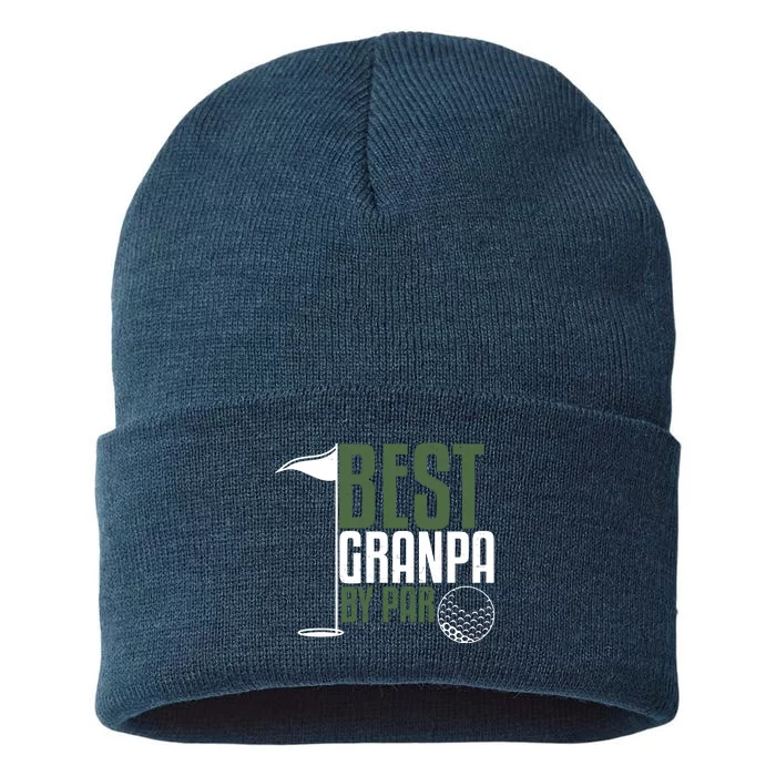 Best Grandpa By Par Fathers Day Golf Sustainable Knit Beanie