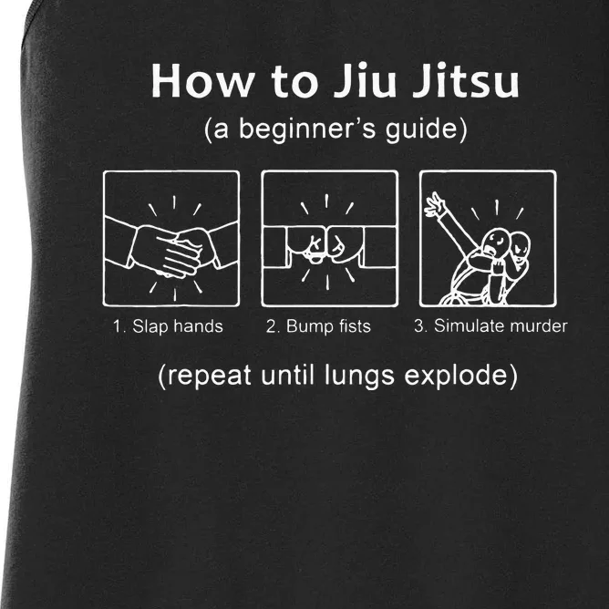 BJJ Gifts Beginner Jiu Jitsu Guide Funny Brazilian Jiu Jitsu Women's Racerback Tank