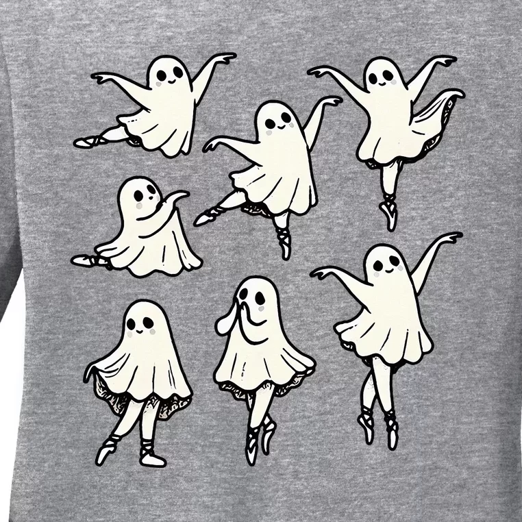 Ballet Ghost Ballet Dancer Spooky Dance Teacher Halloween Ladies Long Sleeve Shirt