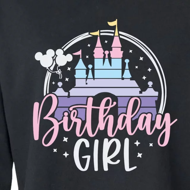 Birthday Girl Birthday Party Magic Castle Cropped Pullover Crew