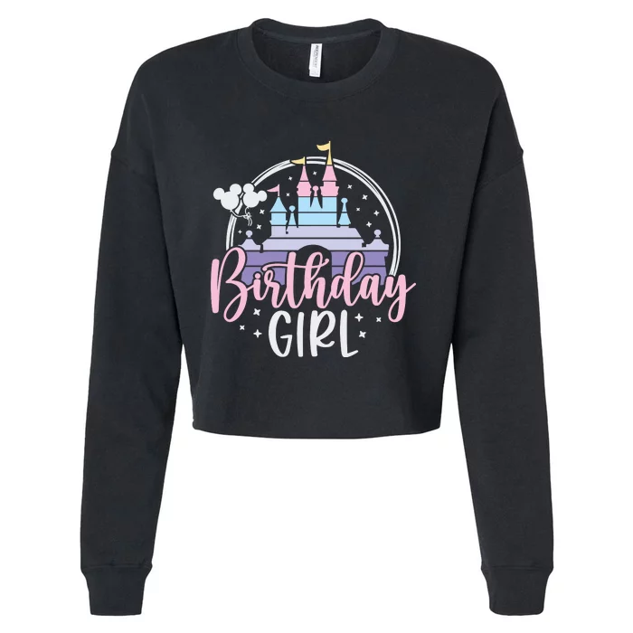 Birthday Girl Birthday Party Magic Castle Cropped Pullover Crew