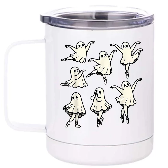 Ballet Ghost Ballet Dancer Spooky Dance Teacher Halloween Front & Back 12oz Stainless Steel Tumbler Cup