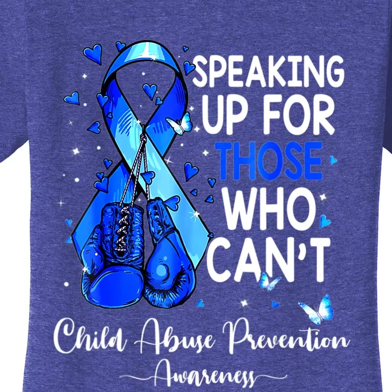 Boxing Gloves Blue Ribbon Child Abuse Prevention Awareness Women's T-Shirt