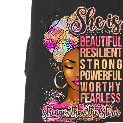 Black Girl Black Proud Back History Month Beautiful Resilient Powerful Strong Doggie 3-End Fleece Hoodie