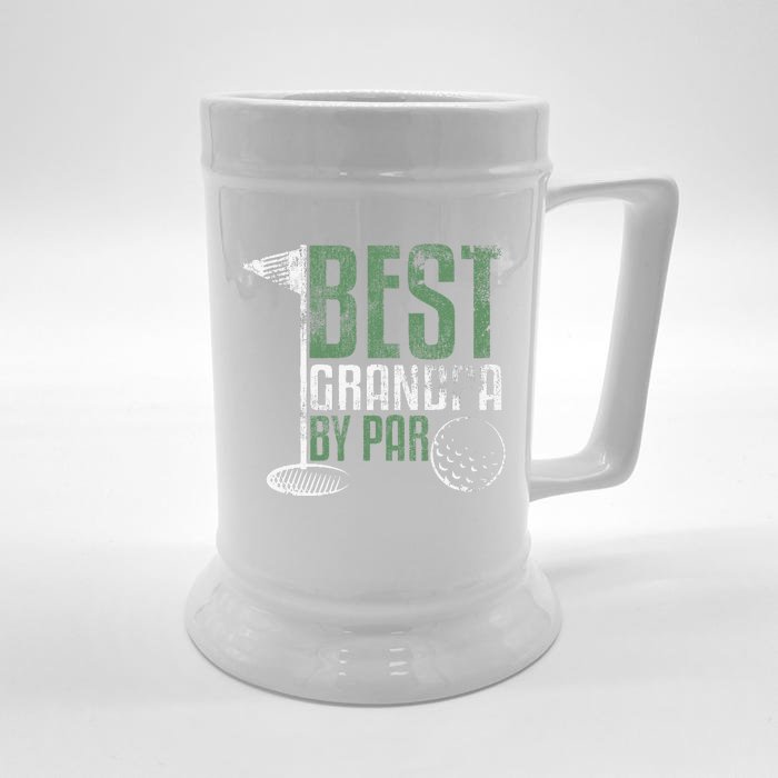 Best Grandpa By Par Fathers Day Golf Grandad Golfing Gift Front & Back Beer Stein