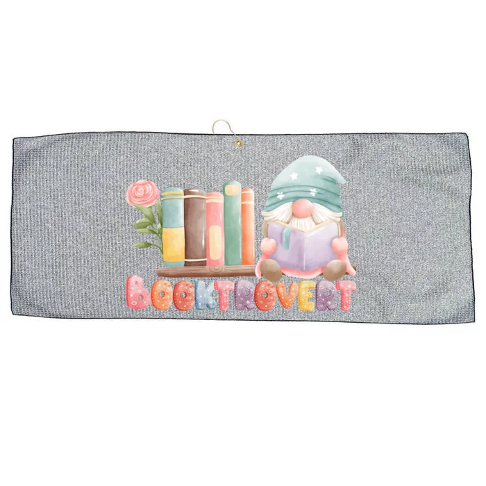 Booktrovert Gnome Book Lovers Gnome Reading A Book Cute Large Microfiber Waffle Golf Towel