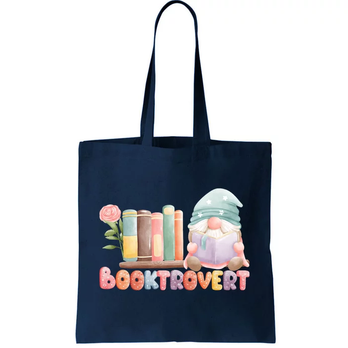 Booktrovert Gnome Book Lovers Gnome Reading A Book Cute Tote Bag