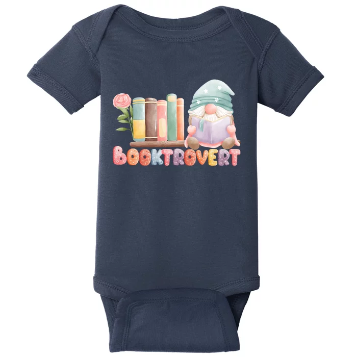 Booktrovert Gnome Book Lovers Gnome Reading A Book Cute Baby Bodysuit