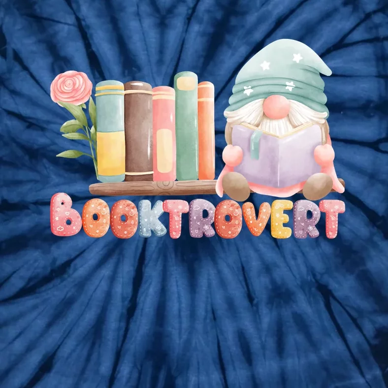 Booktrovert Gnome Book Lovers Gnome Reading A Book Cute Tie-Dye T-Shirt