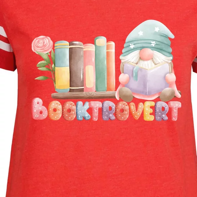 Booktrovert Gnome Book Lovers Gnome Reading A Book Cute Enza Ladies Jersey Football T-Shirt