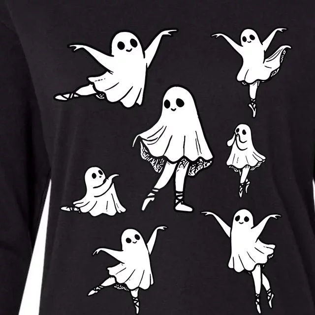 Ballet Ghost Ballet Dancer Spooky Dance Teacher Halloween Womens Cotton Relaxed Long Sleeve T-Shirt