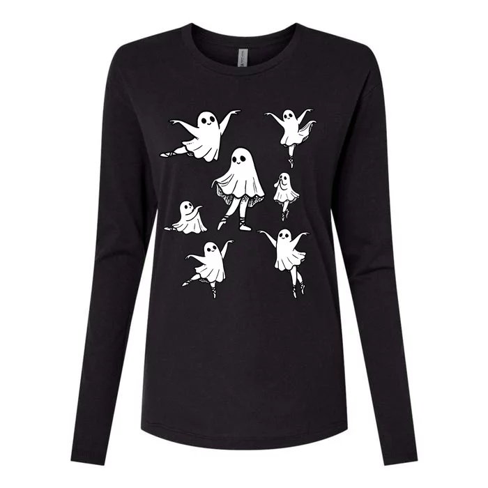 Ballet Ghost Ballet Dancer Spooky Dance Teacher Halloween Womens Cotton Relaxed Long Sleeve T-Shirt