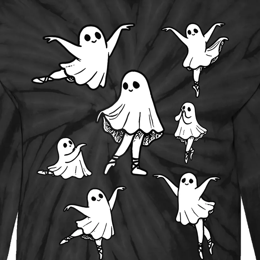 Ballet Ghost Ballet Dancer Spooky Dance Teacher Halloween Tie-Dye Long Sleeve Shirt