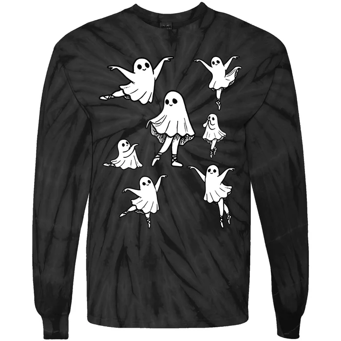 Ballet Ghost Ballet Dancer Spooky Dance Teacher Halloween Tie-Dye Long Sleeve Shirt