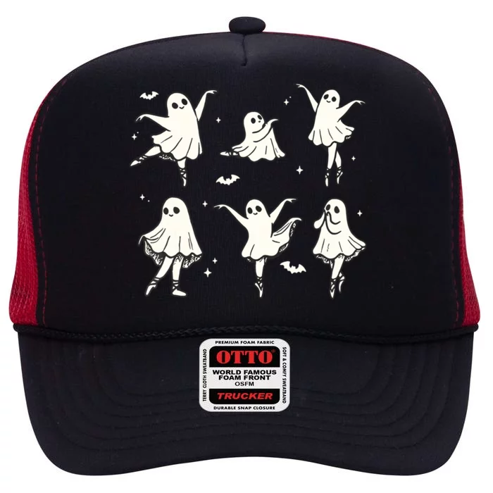 Ballet Ghost Ballet Dancer Spooky Dance Halloween High Crown Mesh Trucker Hat