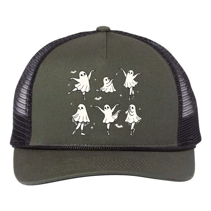 Ballet Ghost Ballet Dancer Spooky Dance Halloween Retro Rope Trucker Hat Cap