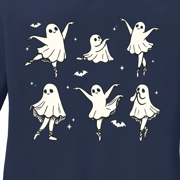 Ballet Ghost Ballet Dancer Spooky Dance Halloween Ladies Long Sleeve Shirt