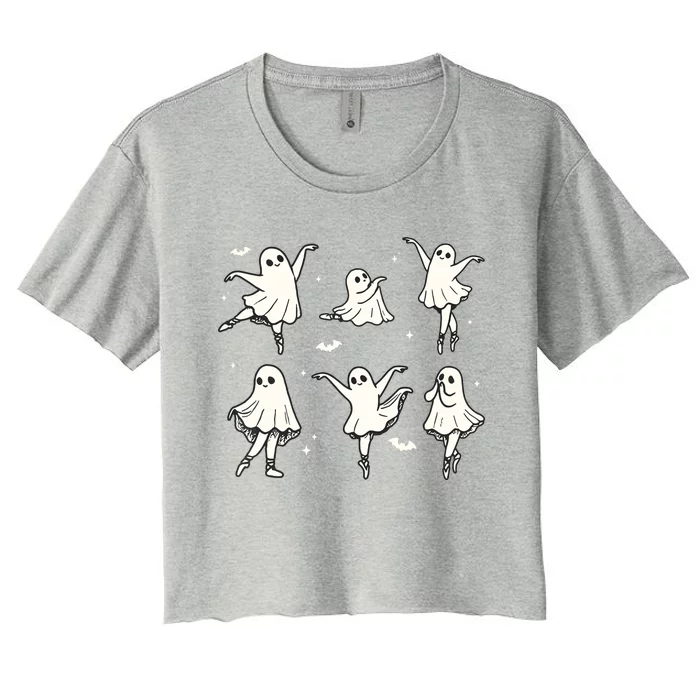 Ballet Ghost Ballet Dancer Spooky Dance Halloween Women's Crop Top Tee