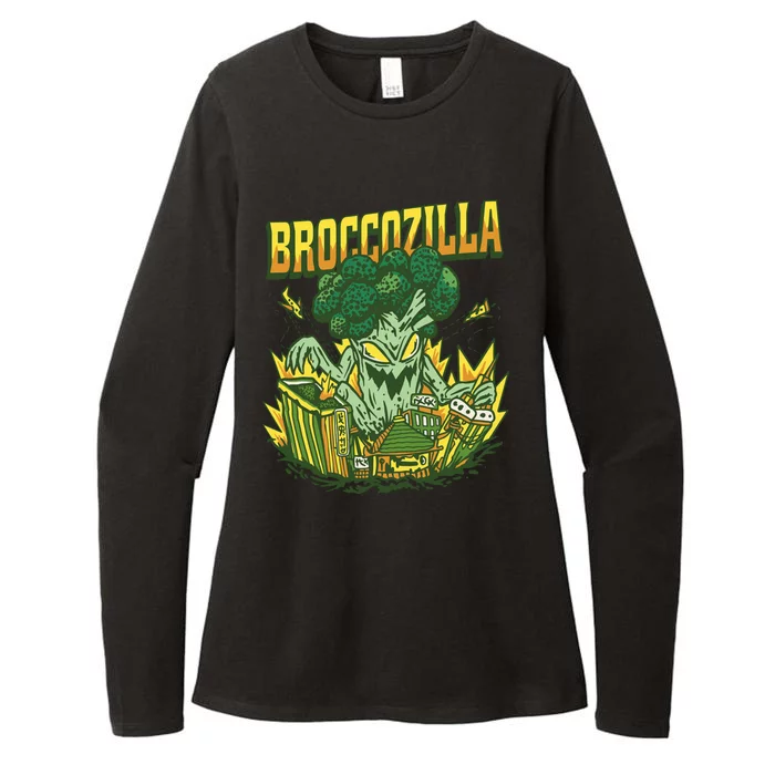 Broccozilla Giant Broccoli Attacking City Womens CVC Long Sleeve Shirt