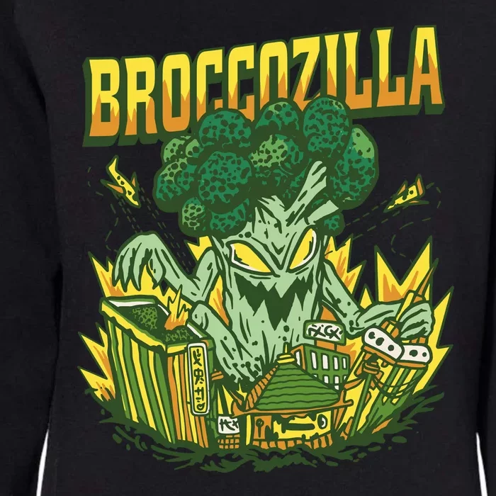 Broccozilla Giant Broccoli Attacking City Womens California Wash Sweatshirt