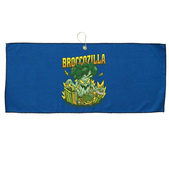 Broccozilla Giant Broccoli Attacking City Large Microfiber Waffle Golf Towel