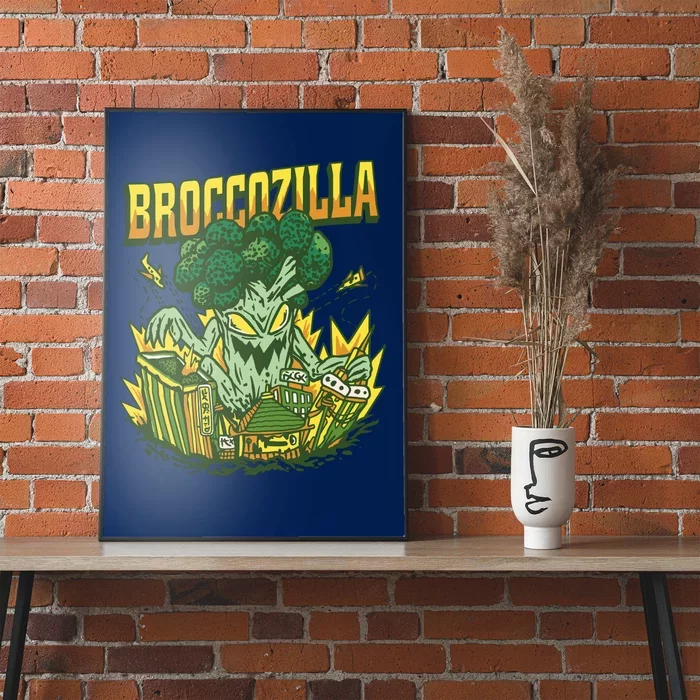 Broccozilla Giant Broccoli Attacking City Poster