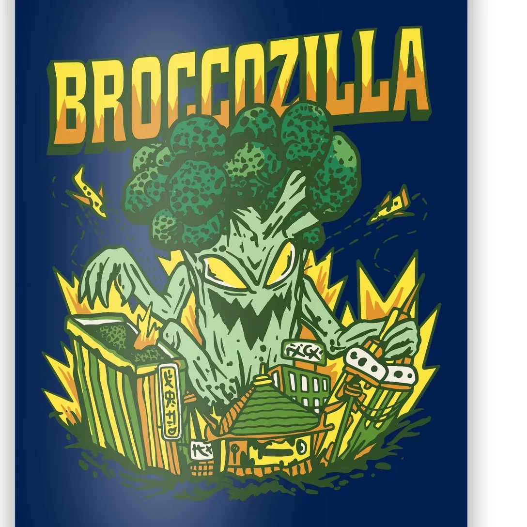 Broccozilla Giant Broccoli Attacking City Poster