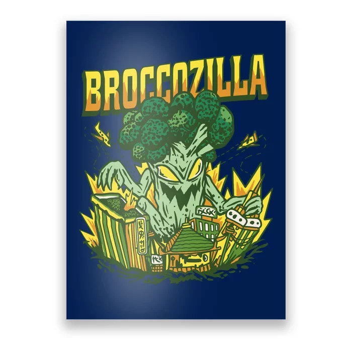 Broccozilla Giant Broccoli Attacking City Poster