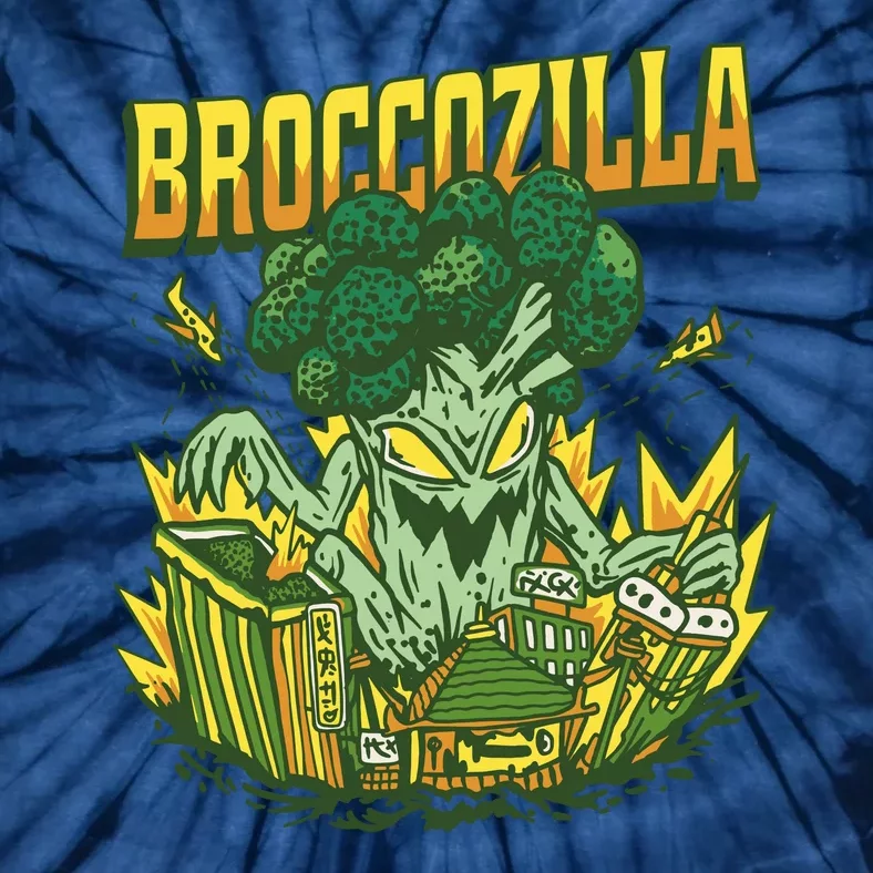 Broccozilla Giant Broccoli Attacking City Tie-Dye T-Shirt