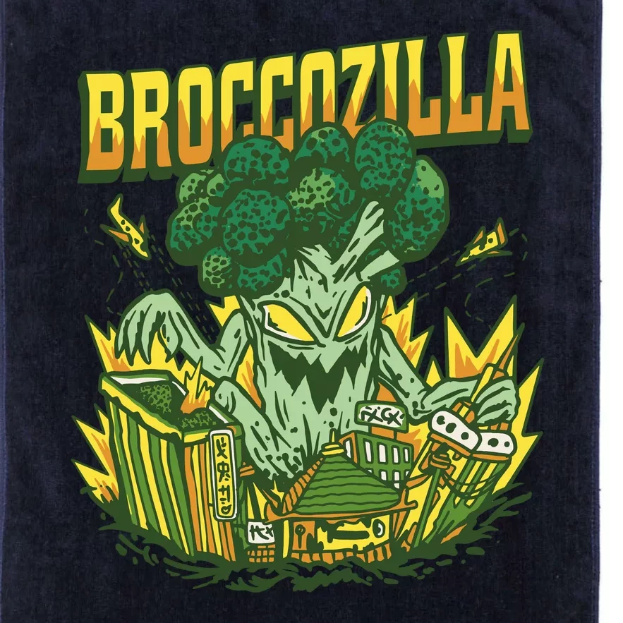 Broccozilla Giant Broccoli Attacking City Platinum Collection Golf Towel