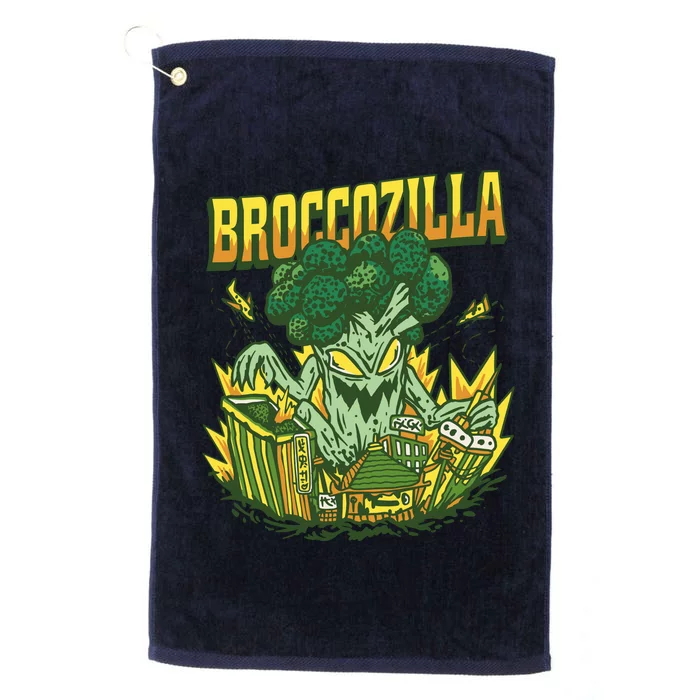 Broccozilla Giant Broccoli Attacking City Platinum Collection Golf Towel