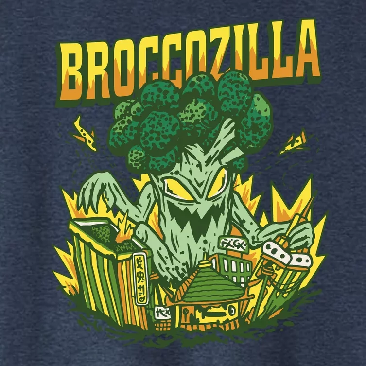 Broccozilla Giant Broccoli Attacking City Women's Crop Top Tee