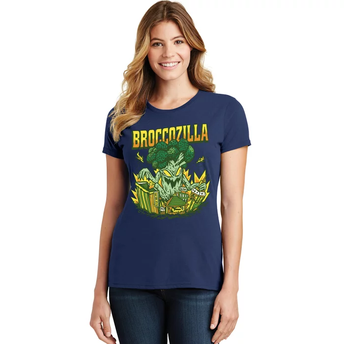 Broccozilla Giant Broccoli Attacking City Women's T-Shirt