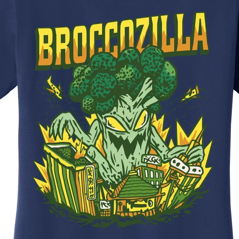 Broccozilla Giant Broccoli Attacking City Women's T-Shirt