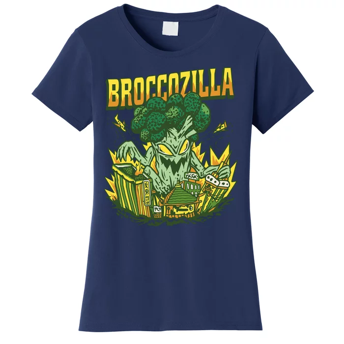 Broccozilla Giant Broccoli Attacking City Women's T-Shirt