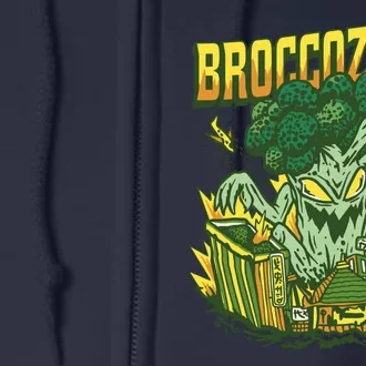 Broccozilla Giant Broccoli Attacking City Full Zip Hoodie