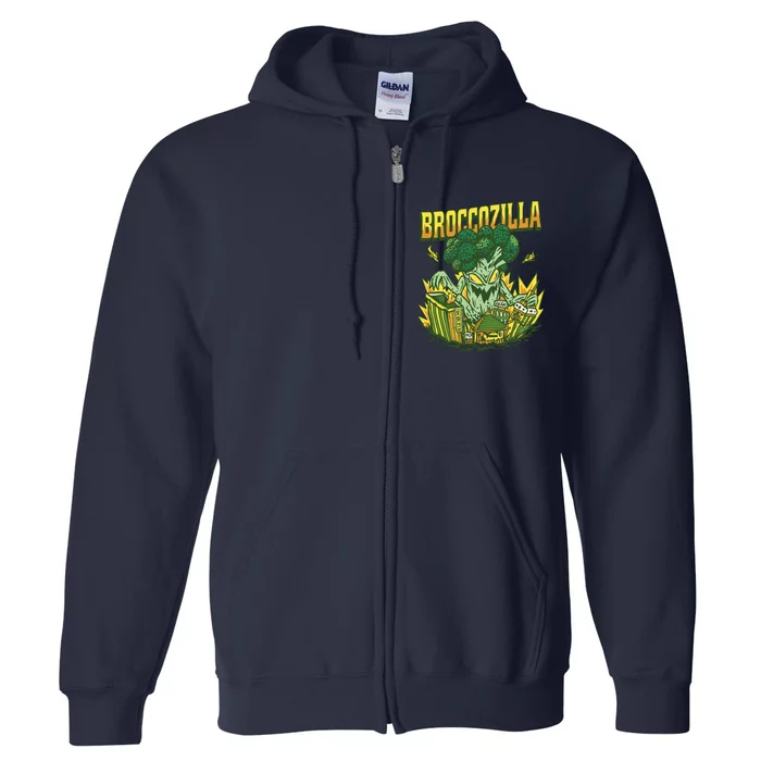 Broccozilla Giant Broccoli Attacking City Full Zip Hoodie