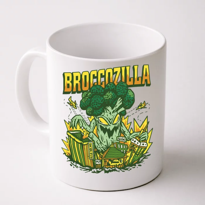 Broccozilla Giant Broccoli Attacking City Front & Back Coffee Mug