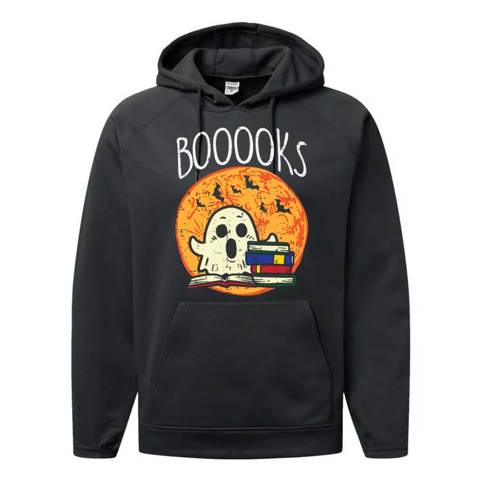 Books Ghost Boooks Halloween Reading Librarian Teacher Book Performance Fleece Hoodie