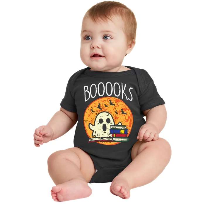 Books Ghost Boooks Halloween Reading Librarian Teacher Book Baby Bodysuit