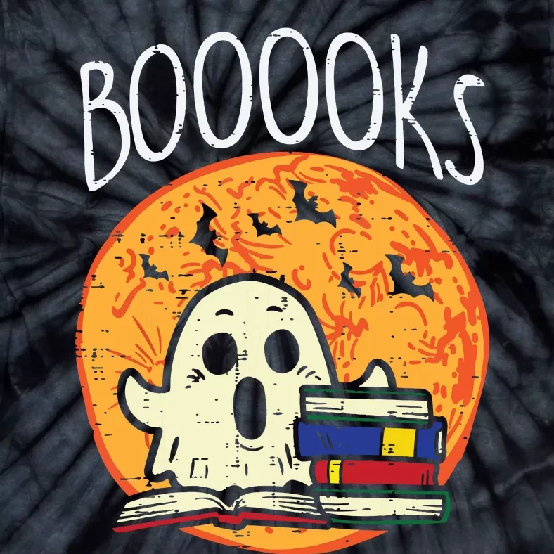 Books Ghost Boooks Halloween Reading Librarian Teacher Book Tie-Dye T-Shirt