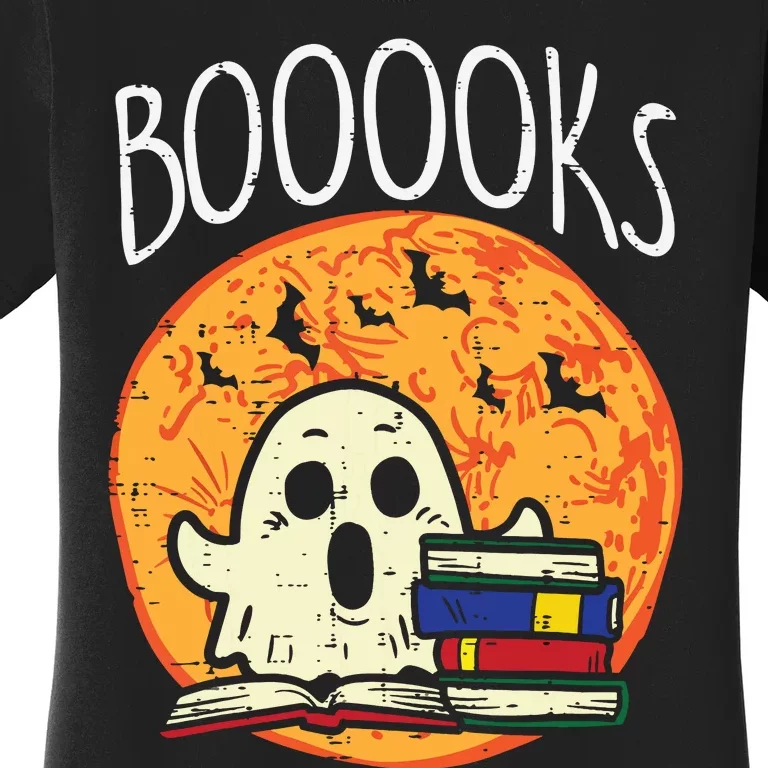 Books Ghost Boooks Halloween Reading Librarian Teacher Book Women's T-Shirt