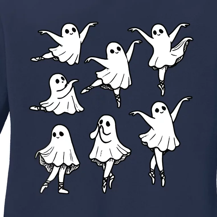 Ballet Ghost Ballet Dancer Spooky Dance Teacher Halloween Ladies Long Sleeve Shirt