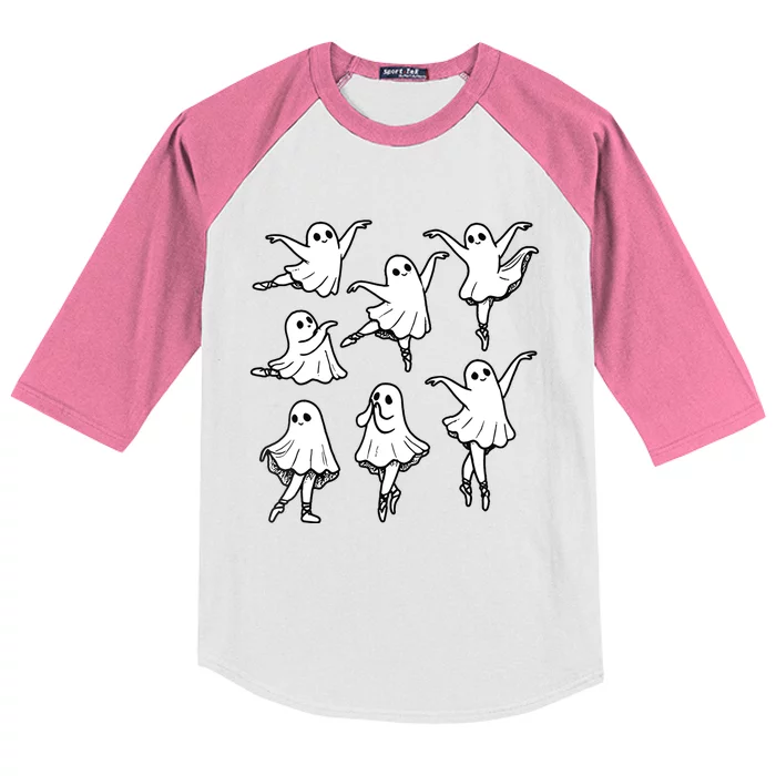 Ballet Ghost Ballet Dancer Spooky Dance Teacher Halloween Kids Colorblock Raglan Jersey